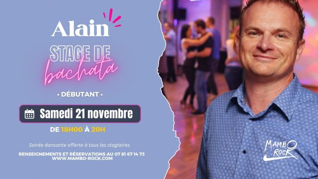 Flyer Stage de BACHATA débutant avec Alain