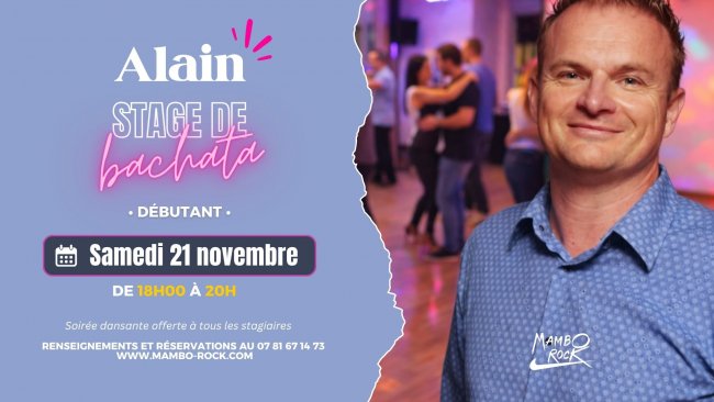 Flyer Stage de BACHATA débutant avec Alain