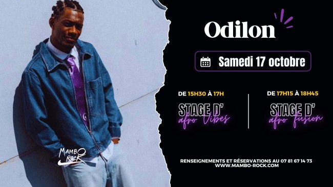 Flyer Stages d'AFRO VIBES et AFRO FUSION avec Odilon